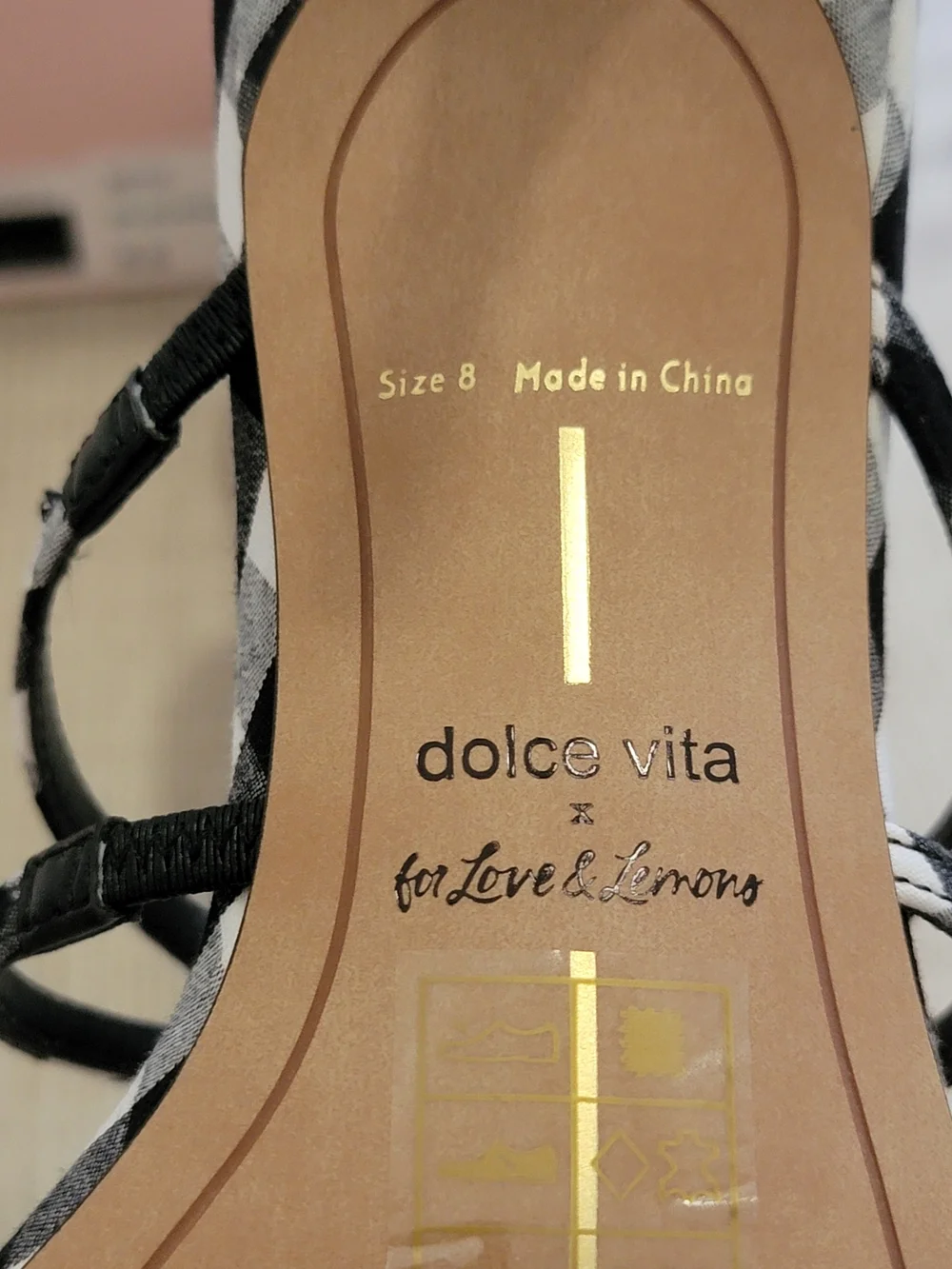 NIB Dolce Vita × For Love & Lemons Bete Heeled Sandals Gingham With Floral Sz 8